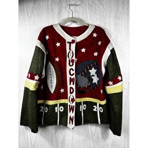 Vintage Kirklands Football Patchwork Jacket L 90s Sports Fan Retro USA Bold